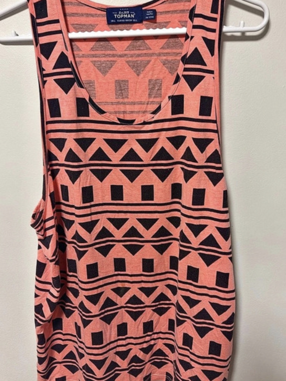 Topman Geometric Tank Top in Pink & Black Size Large Like New
